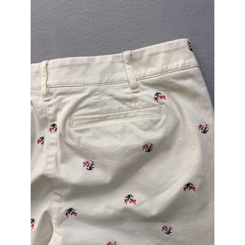 Talbots Relaxed Chino Pants Womens 12P Floral Embroidered White Cotton - Picture 12 of 15